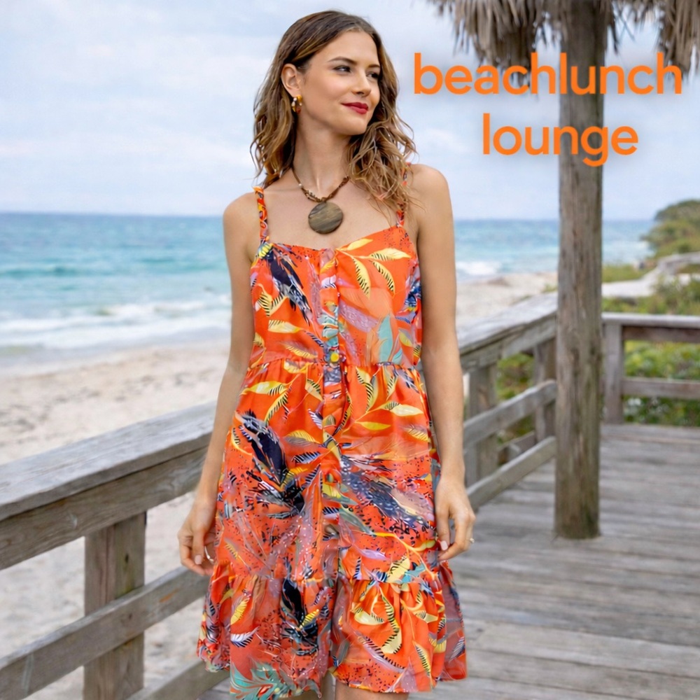 Anthro’s Beach Lunch Lounge,Women's,
Braided/Straps,Button Front Dress, Size Lrg